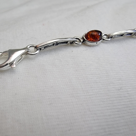Baltic Amber multi color emerald fine 925 Sterling silver Link Bracelet - Picture 7 of 15